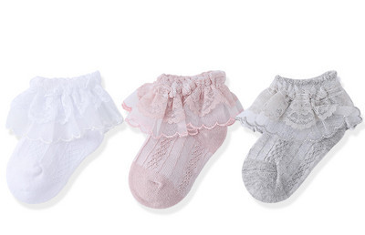 Nėriniuotos kojinės mergaitėms, komplekte 2, 3 arba 4 vnt