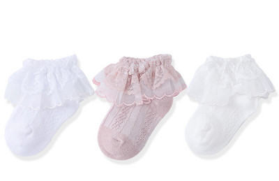 Nėriniuotos kojinės mergaitėms, komplekte 2, 3 arba 4 vnt