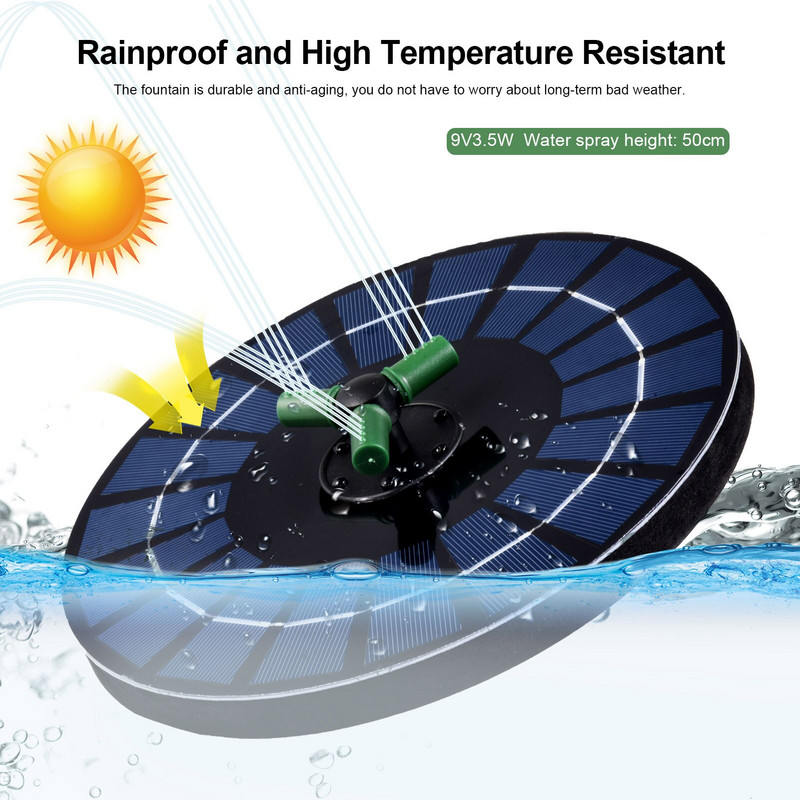9V 3,5W saulės fontanas Plaukiojantis saulės fontanas Saulės energija maitinamas vandens fontano siurblys vandens siurblys sodo tvenkiniams Baseino akvariumo dekoras