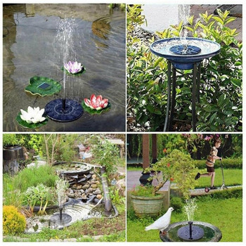 2,5 W слънчев фонтан, басейн, езерце, водопад, водна помпа с 6 дюзи, захранвани от слънчеви панели фонтани за бани за птици, декорация на дворна градина