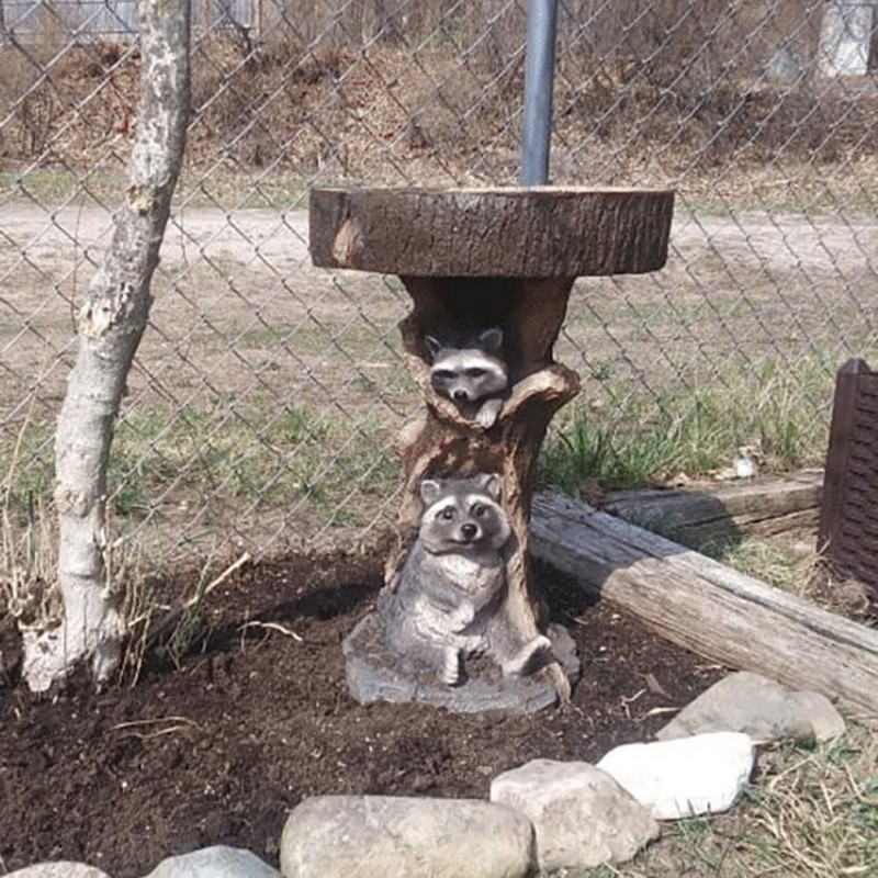 Natūralios paukščių vonios dervos Meškėnas saulėgrąžos paukščių vandens lesyklėlė geriamojo ornamento sodo dekoras