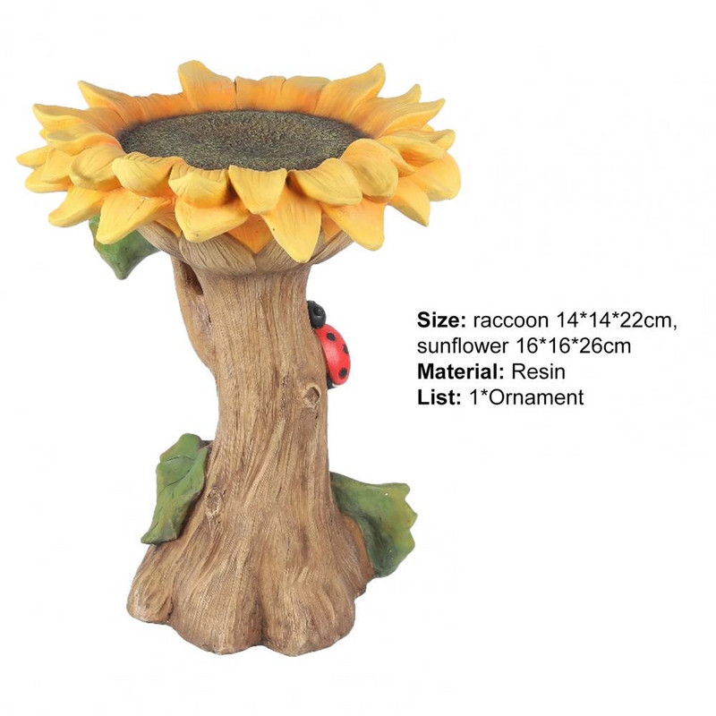 Natūralios paukščių vonios dervos Meškėnas saulėgrąžos paukščių vandens lesyklėlė geriamojo ornamento sodo dekoras