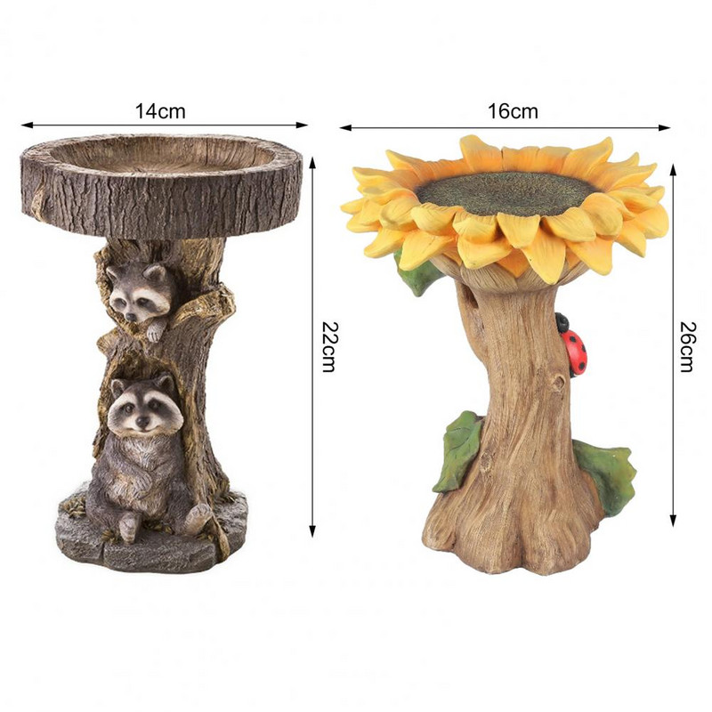 Natūralios paukščių vonios dervos Meškėnas saulėgrąžos paukščių vandens lesyklėlė geriamojo ornamento sodo dekoras