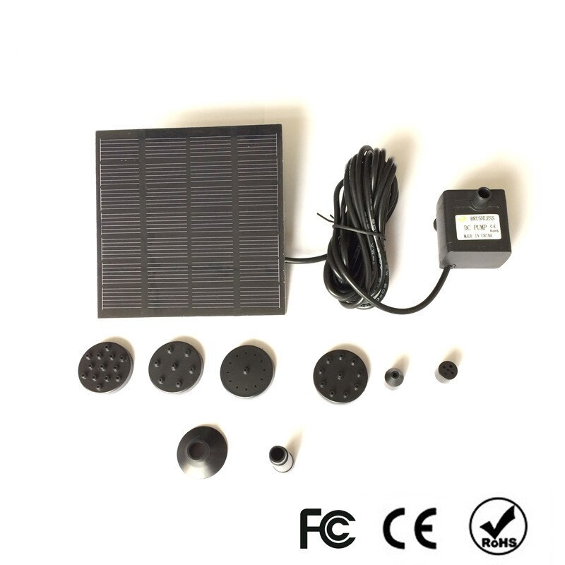 Saulės vandens fontanas sodo lauko plūduriuojančiam fontanui Siurblys paukščių maudynių tvenkinio dekoravimui su 6 skirtingais purkštuvų priedais