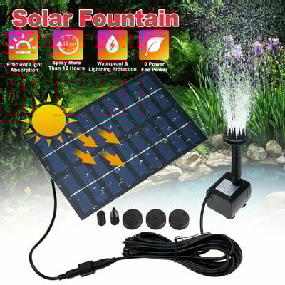 1W solárna fontána s 5 rozprašovacími adaptérmi, energeticky úsporné vodné čerpadlo pre záhradnú dekoráciu s jazierkom