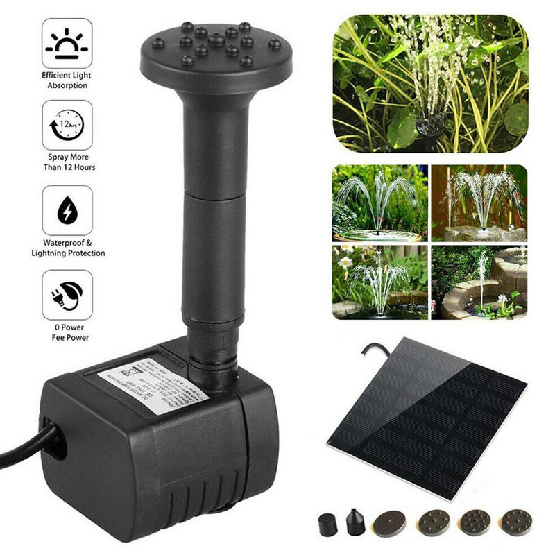 Solar Fountain Home Powered Water Συντριβάνι Πισίνα Pond Garden Waterfall Sprinkler Sprayer Decorations Πηγή νερού 1,2W