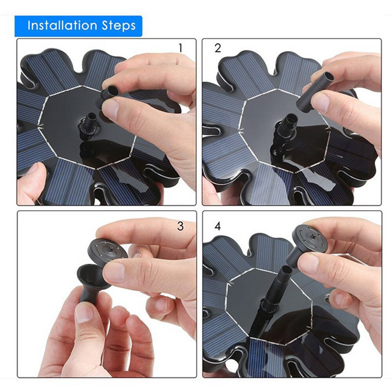 Gėlės formos saulės energija varomas fontanas Sodas Baseinas Tvenkinys Saulės skydas Plaukiojantis fontanas Sodo apdaila Vandens fontanas Drop Shippin