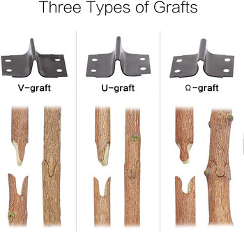 Инструменти за присаждане 2 в 1 Комплект ножици, V-Graft Omega-Graft и U-Graft, идеални за присаждане на овощни дървета Градински инструмент