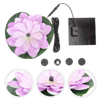 Fountain Solar Floating Water Lotus Lily Pond Flower Pump Decor Powered Pool Artificial Flowers Realistic Light Pads Float Photo