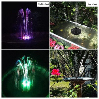16 см соларна фонтанна помпа с LED светлина 3,5 W комплект панели за воден фонтан за езерце за къпане на птици, градина, аквариум, декорация на басейн