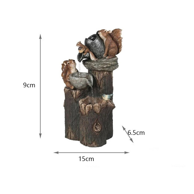 Voverės sodas Vandens fontanas Derva Gyvūnų Sodo apdaila Namų sodas Kiemas Kraštovaizdis Voverės fontanas Krioklio statula