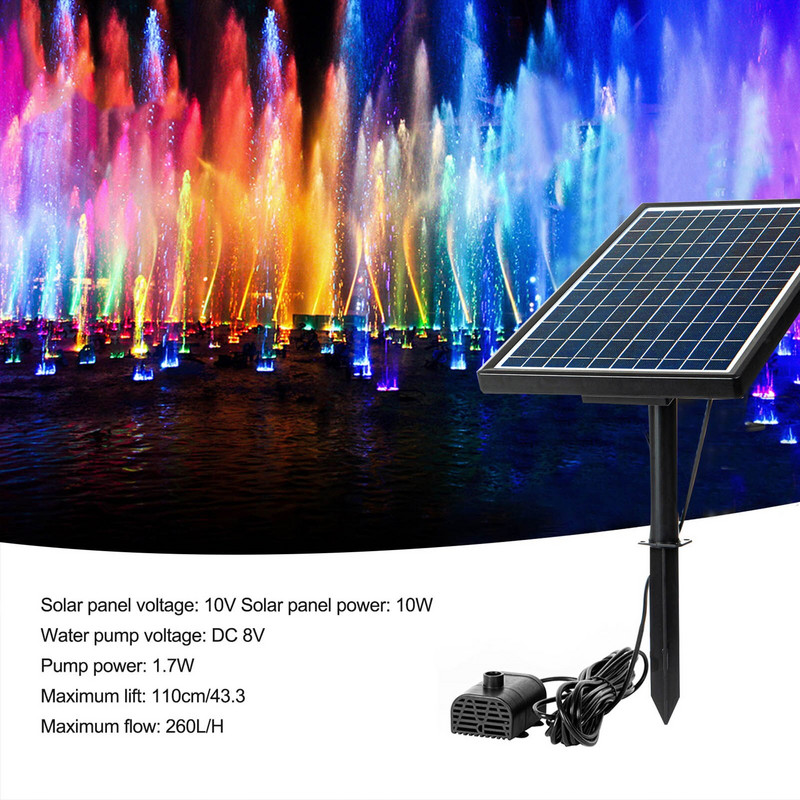 Saulės fontanas 10 W saulės energija varomas vandens siurblys Saulės skydo vandens siurblys sodo baseino tvenkinio akvariumo fontanas su 12