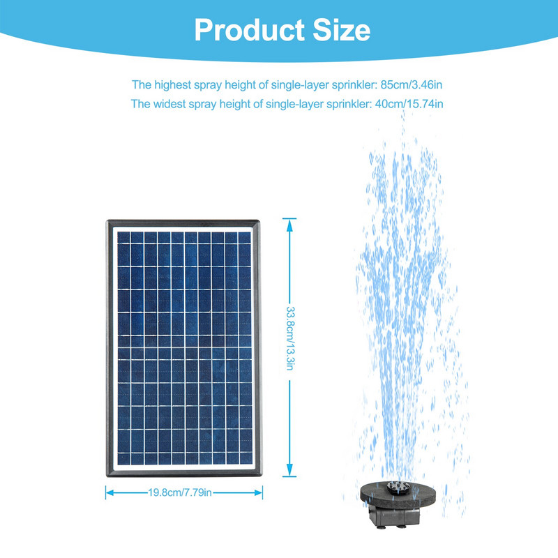 Saulės fontanas 10 W saulės energija varomas vandens siurblys Saulės skydo vandens siurblys sodo baseino tvenkinio akvariumo fontanas su 12
