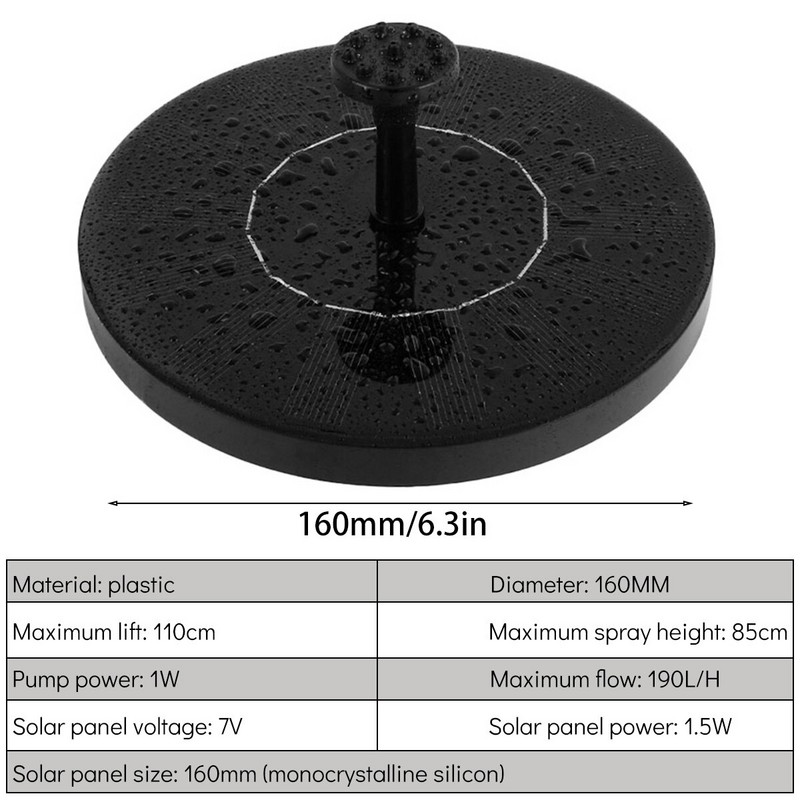 7V 1W solárna vodná fontána plávajúca záhradná vodopádová fontána bazén vonkajšia vodná atrakcia pre záhradný bazén vtáčia vanička a akvárium