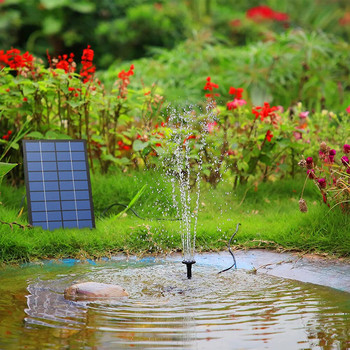 Воден фонтан с 6 разпръскващи глави Басейн Слънчев панел Захранван езерце Градинска водна пръскачка с водна помпа Усилвател Декоративен фонтан