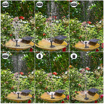 Воден фонтан с 6 разпръскващи глави Басейн Слънчев панел Захранван езерце Градинска водна пръскачка с водна помпа Усилвател Декоративен фонтан