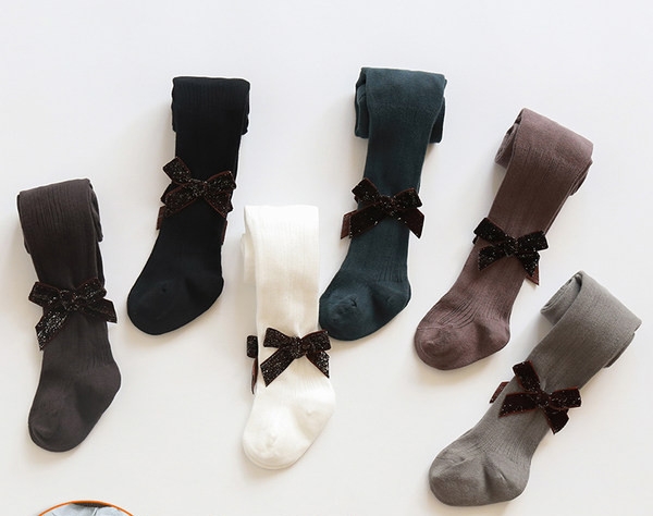 Detské pančuchy s 3D stuhou pre dievčatá