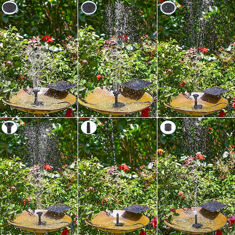 2,5W solárne fontánové čerpadlo, sada solárneho vodného čerpadla pre domácich majstrov, solárne fontány so 6 tryskami, solárna fontána do vtáčej vane...