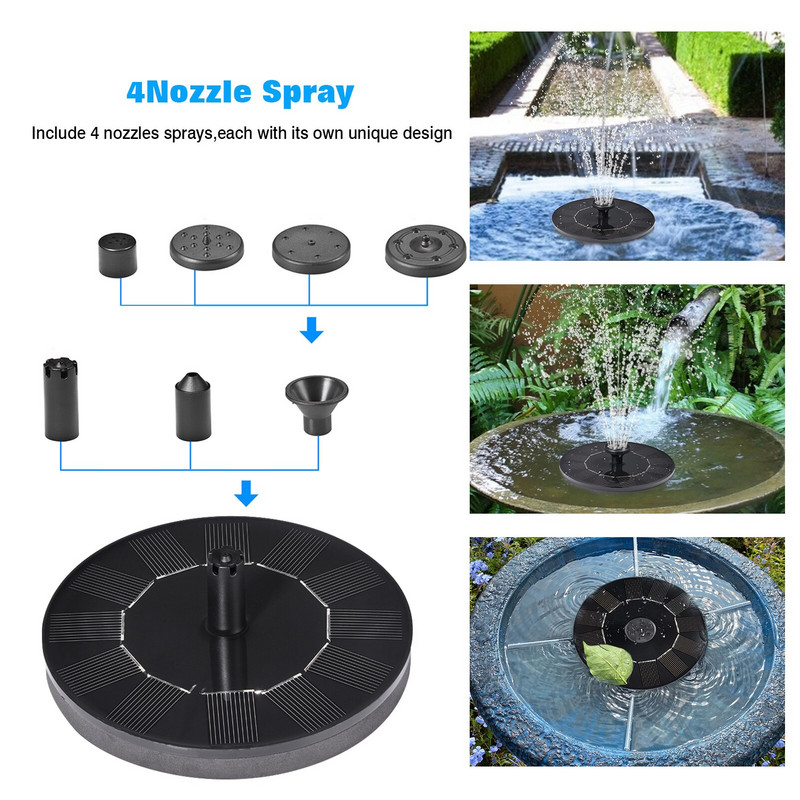 1 W saulės fontanas sodas vandens fontanas baseino tvenkinio dekoravimas siurblio skydas saulės energijos šaltinis dekoratyvinis plaukiojantis baseino fontanas