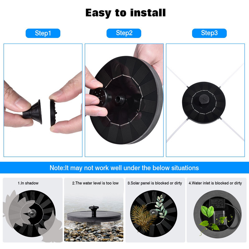1 W saulės fontanas sodas vandens fontanas baseino tvenkinio dekoravimas siurblio skydas saulės energijos šaltinis dekoratyvinis plaukiojantis baseino fontanas
