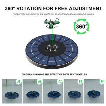 9V 6W LED Solar Fountain Solar Fountains 6 LEDS Αντλία νερού για Bird Bath Garden Δεξαμενή ψαριών Λειτουργία αποθήκευσης ισχύος Μπαταρία 1500mAh
