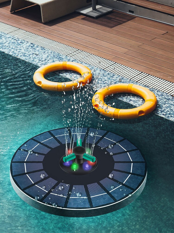 9V 6W LED saulės fontanas Saulės fontanai 6 šviesos diodų vandens siurblys paukščių voniai sodo žuvų rezervuaro Maitinimo funkcija 1500 mAh baterija