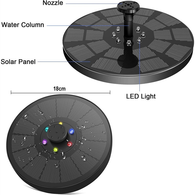LED lauko saulės fontanas plūduriuojanti lempa sodo paukščių maudynių tvenkinio siurblys plūduriuojanti šviesa saulės kolektorių maitinamas dekoro baseinas žuvų bakas