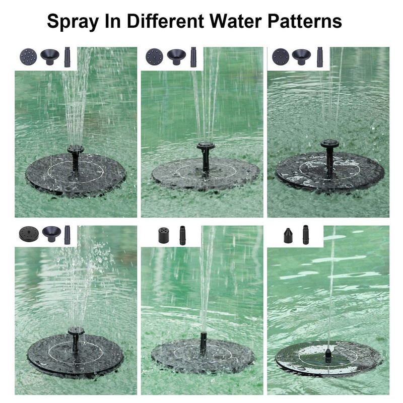 Saulės fontanas lauko baseinas plaukiojantis mini fontanas baseinas sodas vidinis kiemas vandens funkcija fontano šviesa