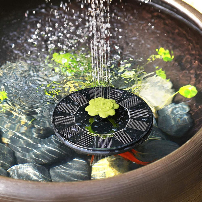 Solárna fontána, energeticky úsporná plávajúca solárna fontána s 5 tryskami v tvare kvetu pre vtáčí kúpeľ, záhradné jazierko