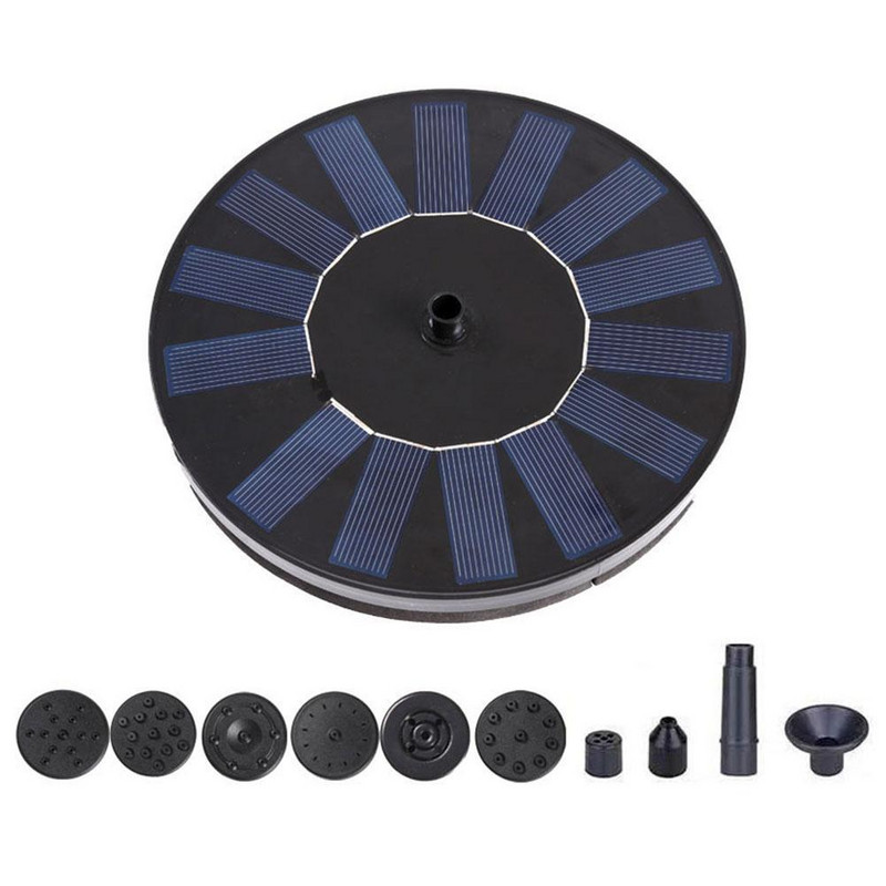 Nové solárne čerpadlo na vodnú fontánu, solárna fontána, vtáčia fontána, vodná plávajúca fontána, jazierko, záhradná terasa, dekorácia trávnika