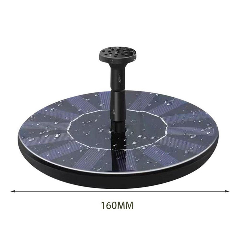 Nové solárne čerpadlo na vodnú fontánu, solárna fontána, vtáčia fontána, vodná plávajúca fontána, jazierko, záhradná terasa, dekorácia trávnika