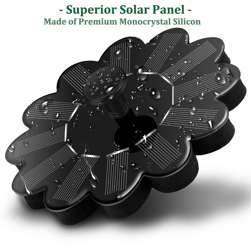 7V/1,4W plávajúca solárna fontána, záhradný vodopád, fontána, vtáčia vanička, solárny panel, fontána, vodné čerpadlo, vonkajšia záhradná dekorácia