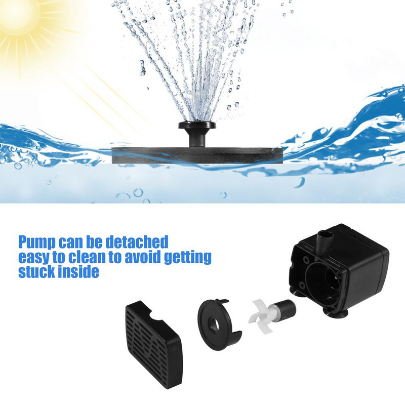 Solárne čerpadlo na fontánu pre vtáky, solárne čerpadlo na fontánu pre vonkajšie použitie s 10 tryskami, solárne čerpadlo na fontánu pre záhradné jazierka, bazén.