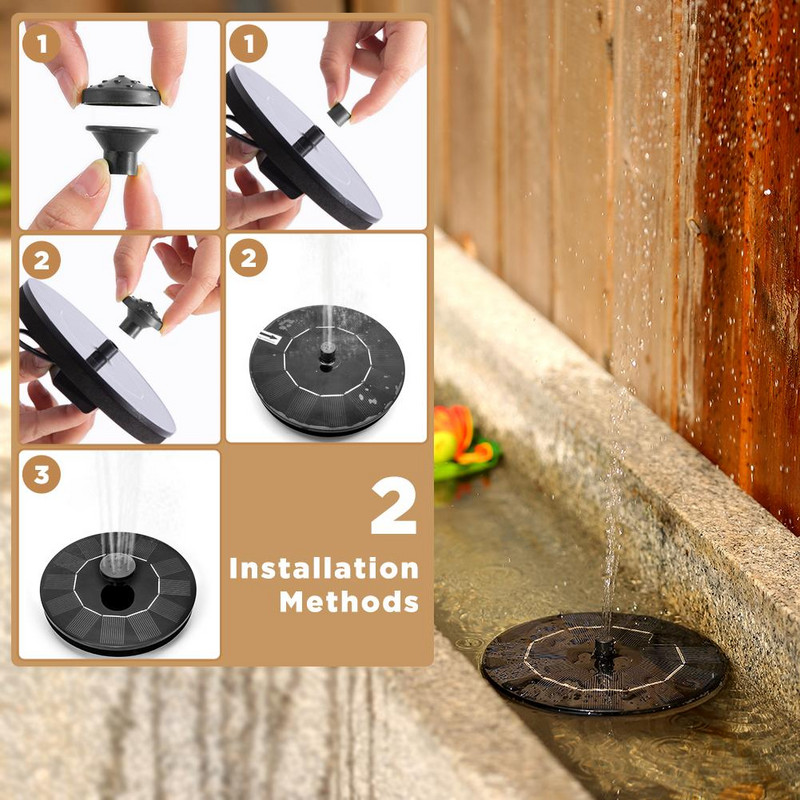 Solárne čerpadlo na fontánu pre vtáky, solárne čerpadlo na fontánu pre vonkajšie použitie s 10 tryskami, solárne čerpadlo na fontánu pre záhradné jazierka, bazén.