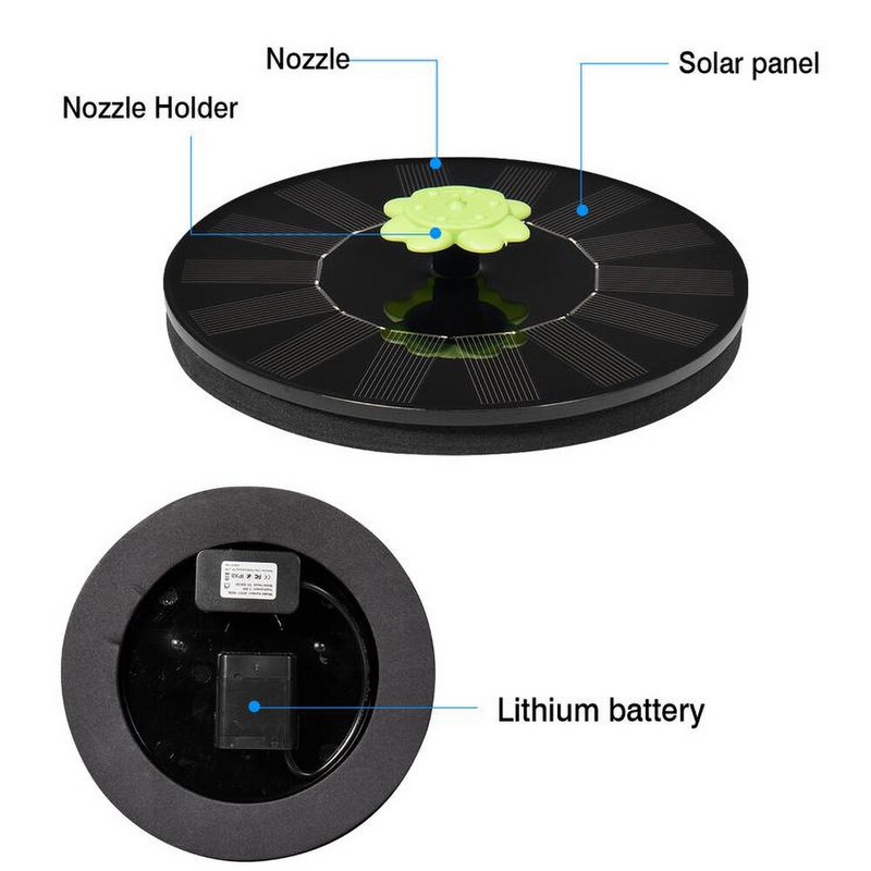 Mini plávajúca solárna fontána s lotosovými listami, fontána do kúpeľa pre vtáky, bazén, jazierko, domáca dekorácia, vonkajšia záhrada, nádvorie, vodopád