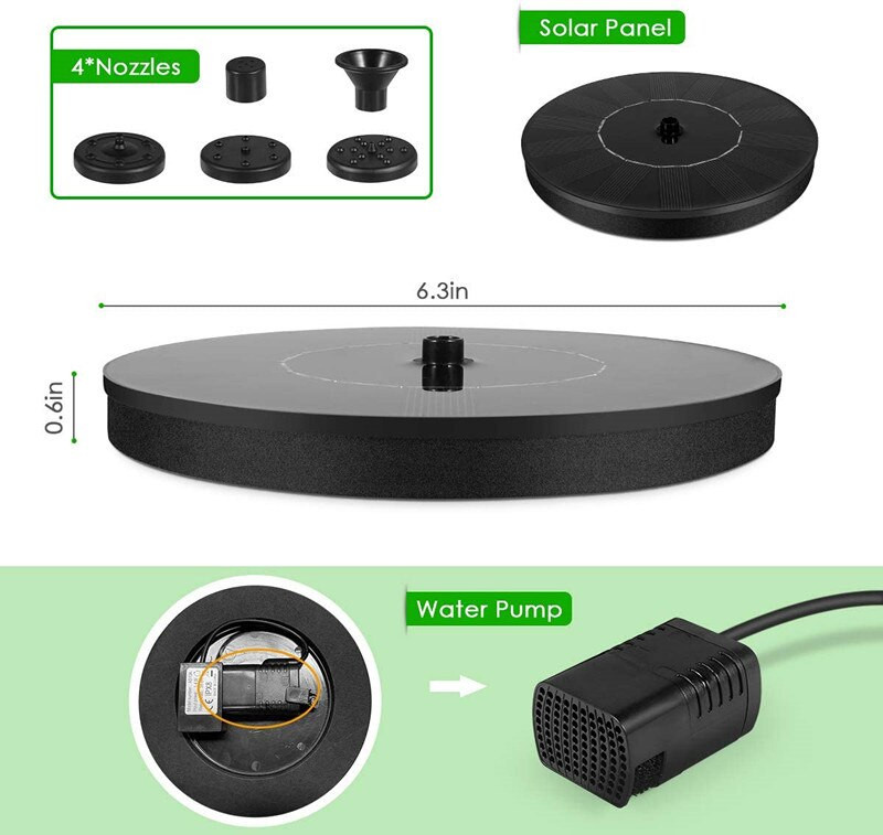 6 striekacie režimy 1,5 W solárne fontánové čerpadlo solárne napájané fontány pre vtáčí kúpeľ stojace plávajúce pre vtáčí kúpeľ jazierko bazén záhrada dvor