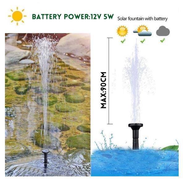 Solárna záhradná fontána AMKOY 5W, čerpadlo 400 l/h, solárne záhradné fontány, vodopády, solárna vtáčia fontána, vodné čerpadlo