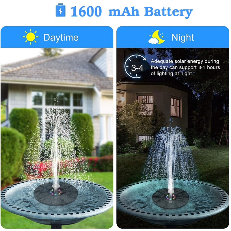 5V 3W saulės vandens fontano siurblys patobulinti naktiniai režimai 8 LED spalvingos lemputės sodo plaukiojantis fontanas siurblys baseinai vejos apdaila