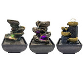 3-úrovňová zenová meditačná fontána s vodopádom, US 110 V, remeselná, jednoduchá, ALE elegantná, prenosná