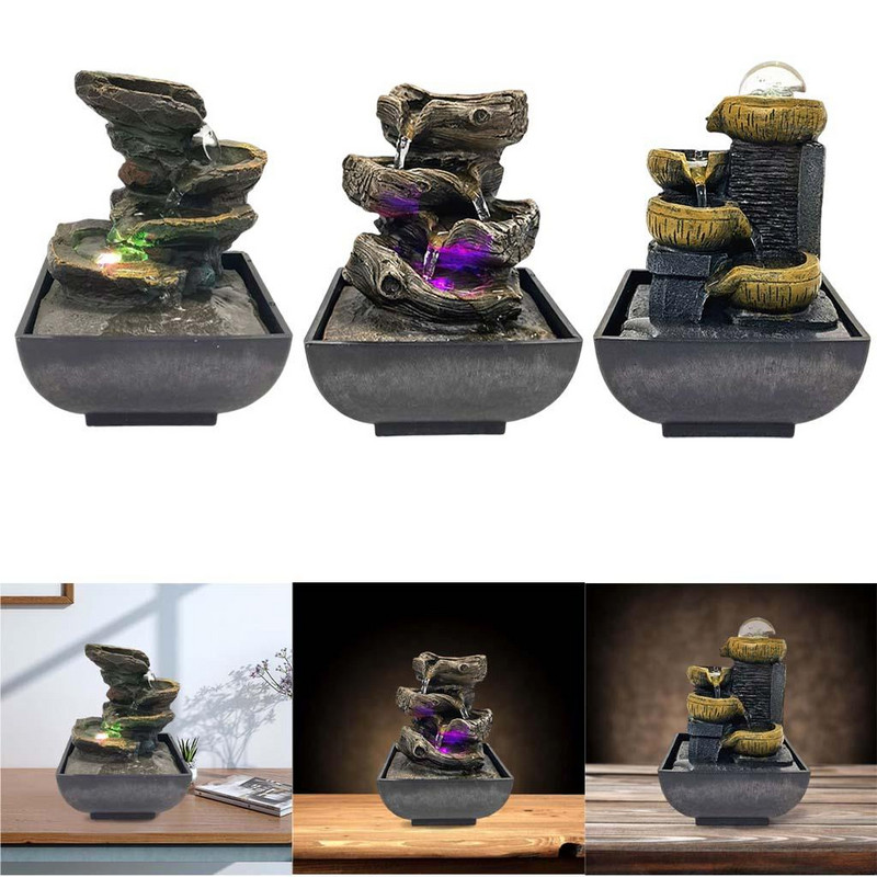 3-úrovňová zenová meditačná fontána s vodopádom, US 110 V, remeselná, jednoduchá, ALE elegantná, prenosná