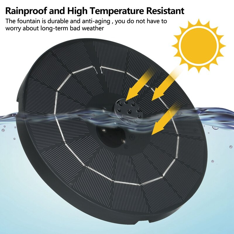 Vylepšená solárna fontána so 6 tryskami, 3,8 W solárne čerpadlo na fontánu, solárna fontána do vtáčieho kúpeľa, jazierka, bazéna