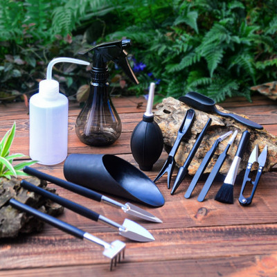14/15 buc. Set de mini unelte de mână de grădină Kit de jardiniere de grădină Plante suculente Prune de interior Bonsai Instrumente de transplant în miniatură pentru răsaduri