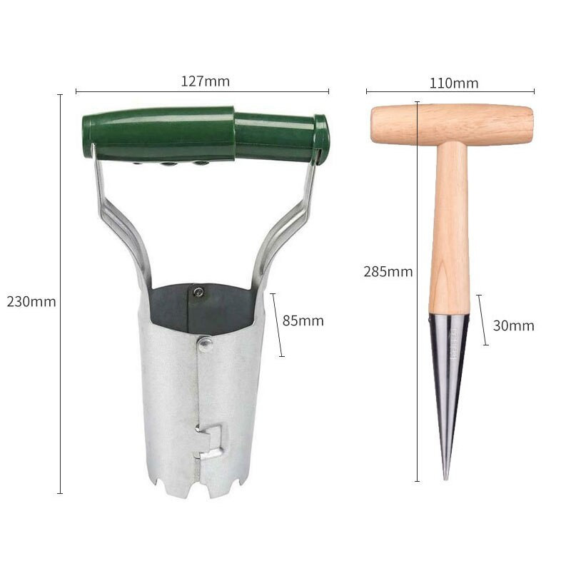 Ručný záhradný nástroj Dibber, nástroj na siatie a presádzanie, záhradný sadbovač cibúľ, nástroj na výrobu jamiek na sadenice, štartér so špicatým otvorom