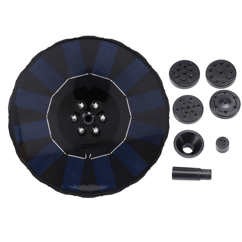 AT69 - Solárne čerpadlo s 5 tryskami, farebné LED solárne vodné fontány pre záhradné vtáčie kúpadlo, jazierko, akvárium.