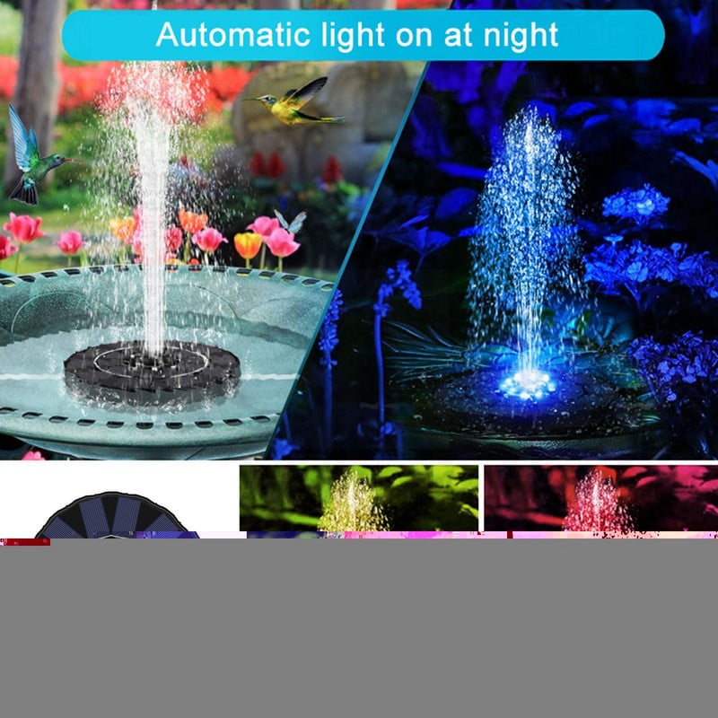 18/16/13 cm Lauke plūduriuojantis saulės energijos sodas vandens fontanas Saulės krioklys fontanas skydelis siurblys fontanas baseinas vandens tvenkinys Powere N7m4