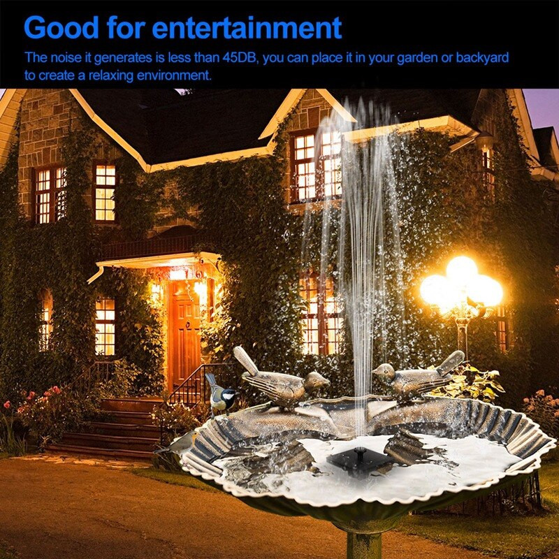 Solárna vodná fontána, čerpadlo, solárna fontána, vtáčia fontána, plávajúca fontána, jazierko, záhradná terasa, dekorácia na trávnik