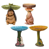 Statuie de baie de păsări de grădină, curte, rășină, alimentator de păsări, sculptură de desene animate, ornament de peisaj de curte