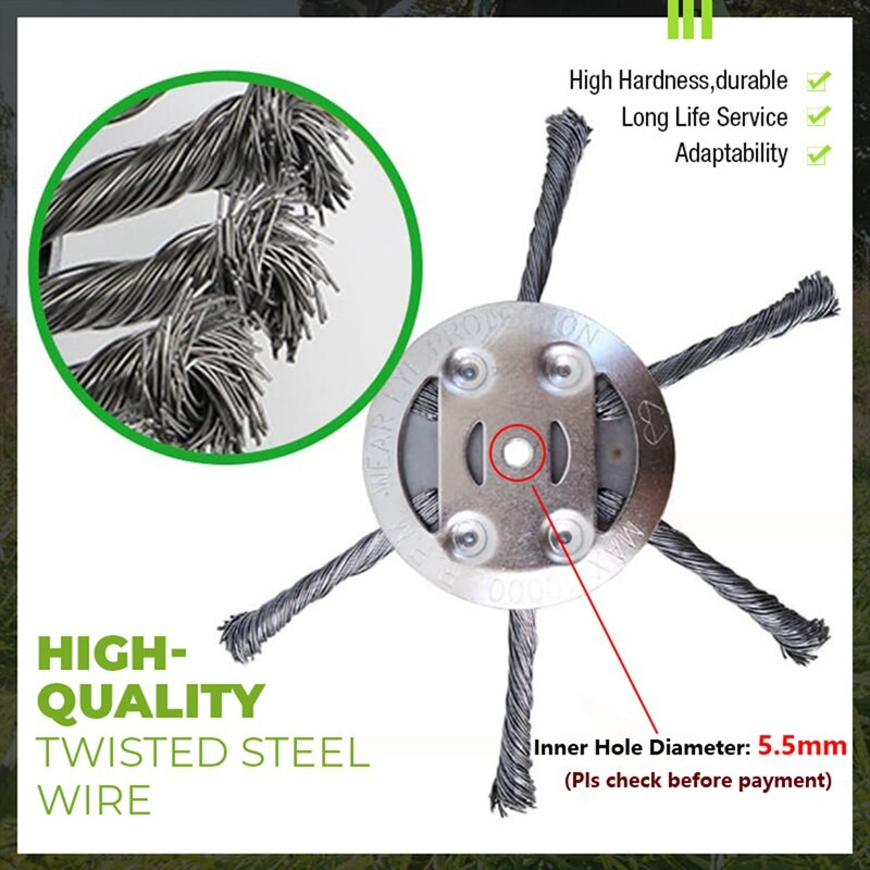 6-tolline terasest murutrimmeripeaga võsalõikuri traat umbrohutera aia murutrimmeripeaga muruniiduki tööriist