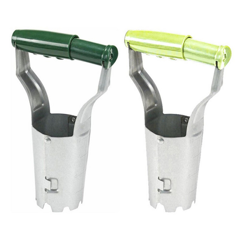 Automatický záhradný kvetináč z nehrdzavejúcej ocele s hĺbkovou značkou na odstraňovanie pôdy, sadenice, kvety, rezanie, náradie na sadenie