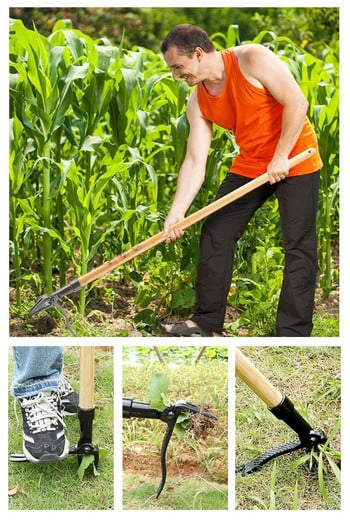 Garden Lawn Claw Shape Root Remover Outdoor Stand Up Χειροκίνητο γάντζο βοτανίσματος Φτυάρι πεντάλ πεντάλ Σχήμα νυχιών Easy Weed Puller